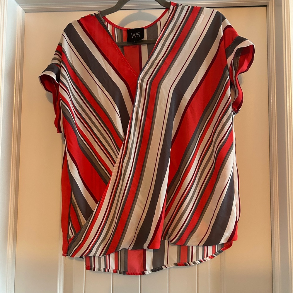 W5 Red and Black Striped Blouse